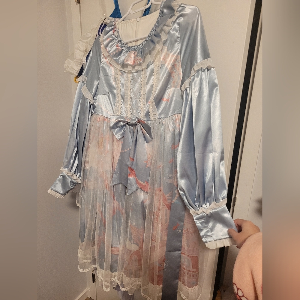 Lolita style dress Sky blue Aquatic castle theme S-M size